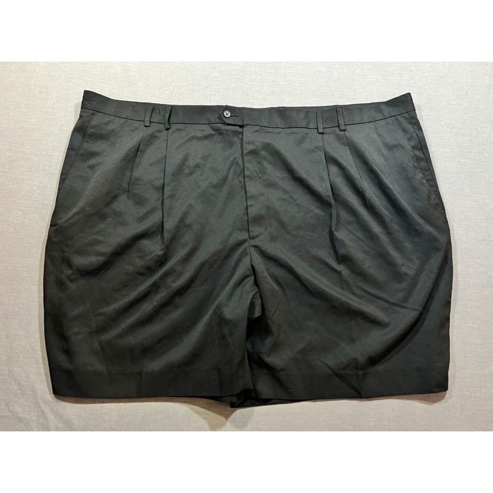 Savane Shorts Mens 54 Black Chino‎ Pocketed Belted Zip Button Pleated.